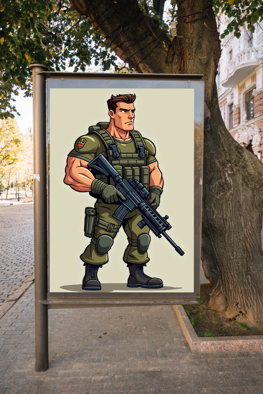 Cartoonish Us army soldier