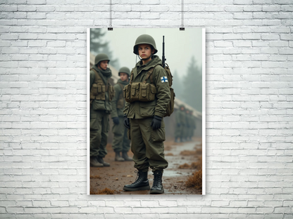 Finnish mosa, finnish army poster, young finnish mosa, mortti, finnish military poster