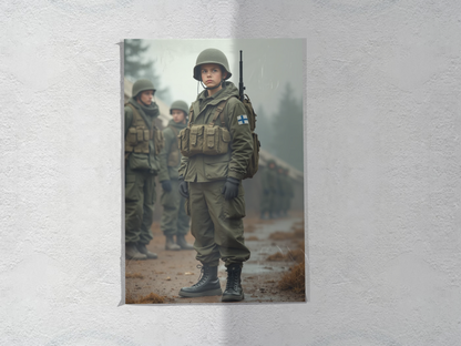 Finnish mosa, finnish army poster, young finnish mosa, mortti, finnish military poster